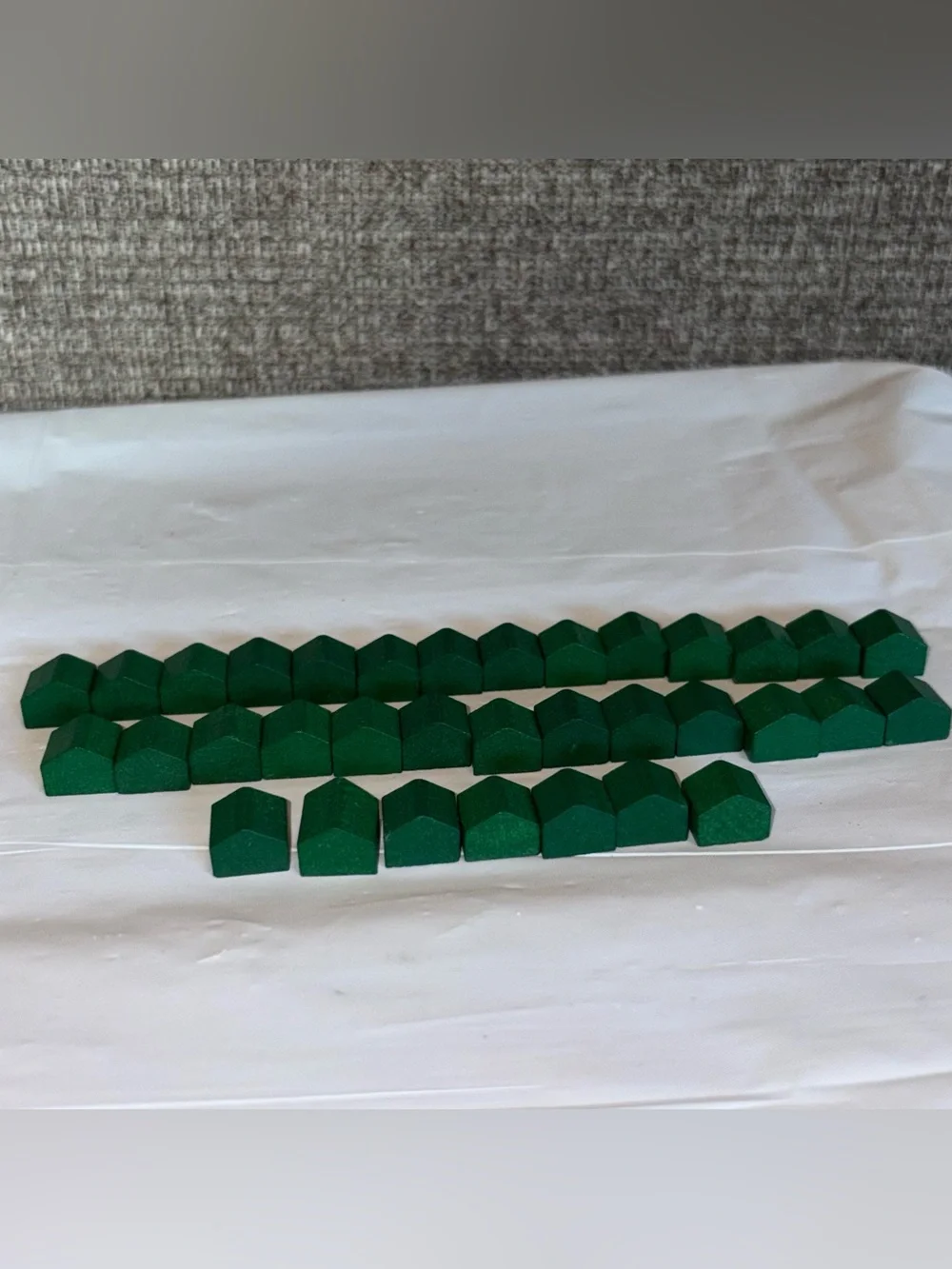 48 Vtg Monopoly Wooden 34 Green Houses & 12 Red Hotels - Game Replacement Pieces